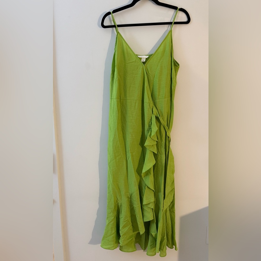 H&M Green Sleeveless ruffle dress size L